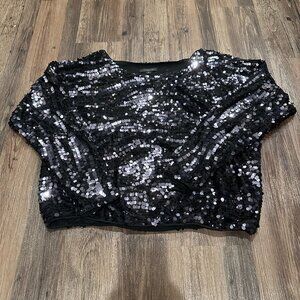 Rachel Zoe | New Holly Sequin Zebra Dolman Top | Black | Size 8